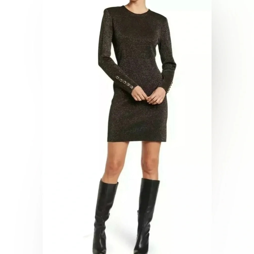 Veronica Beard Sharon Metallic Shimmer Long Sleeve
Sheath Dress